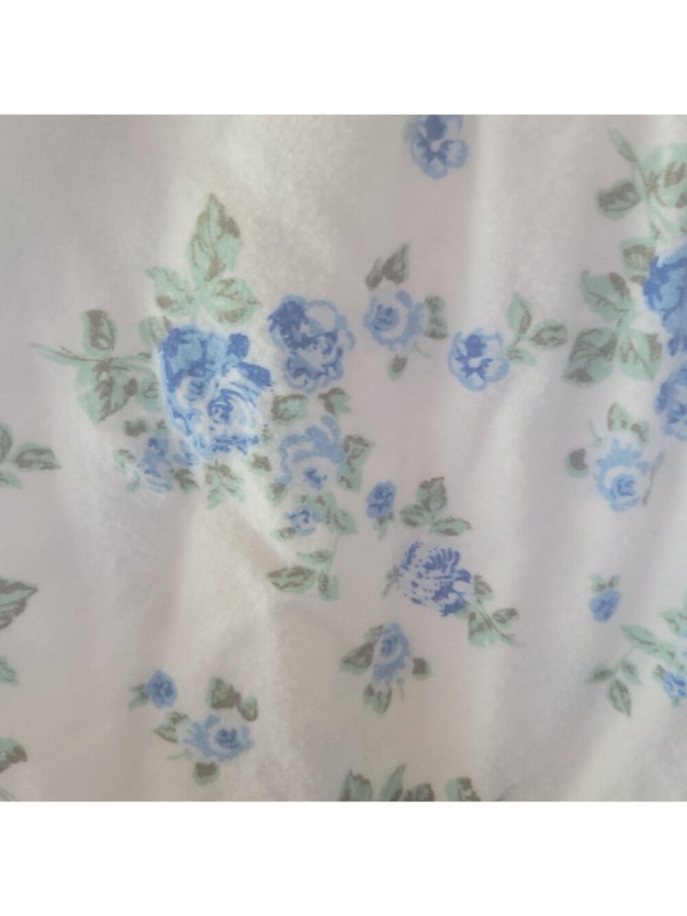 Vtg Casual Nights Blue Floral Cotton Flannel Nightgown Size Small Lace Pintucks - Picture 9 of 11